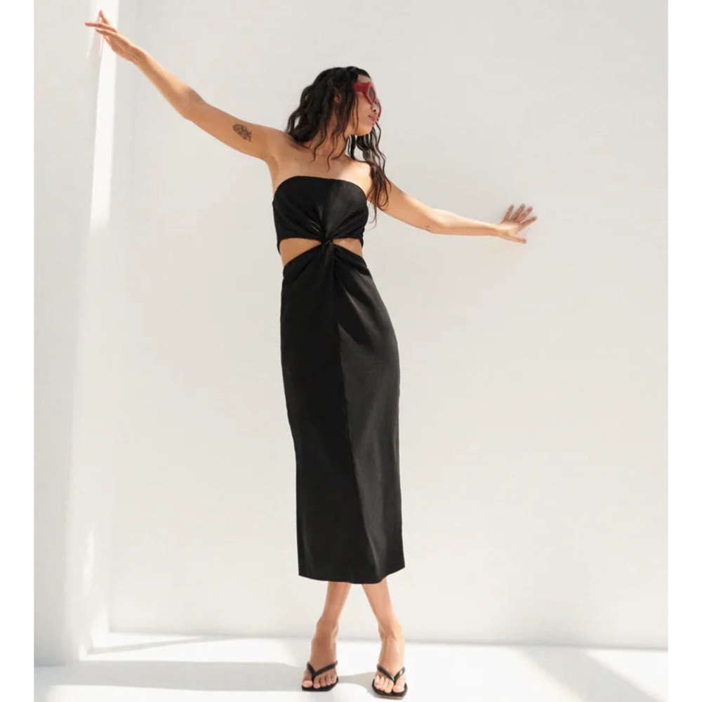 Zara cut out linen blend dress